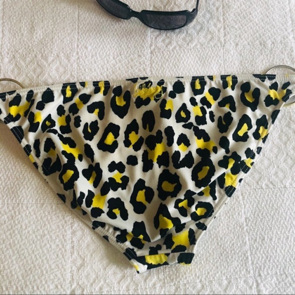 Billabong Bikini Bottom Cheetah Animal Print White Black Yellow Swim size Large - Picture 4 of 12